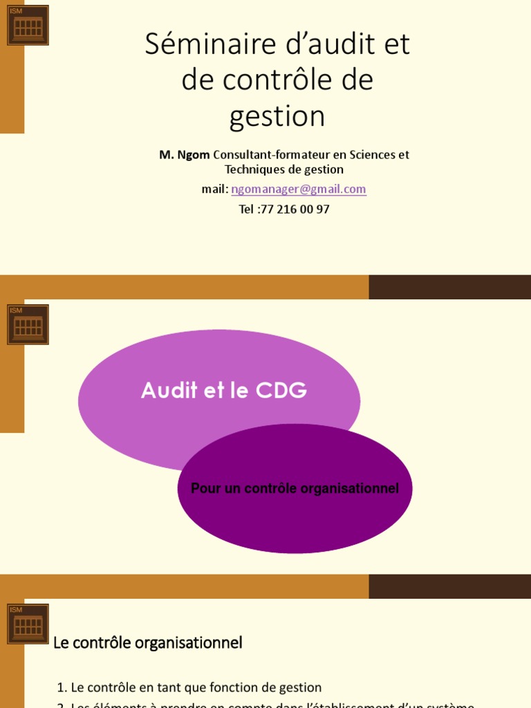 Séminaire D'audit Et de Contrôle de Gestion 3 Séance | PDF | Audit | Budget