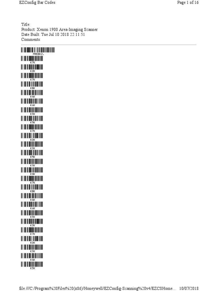 Honeywell EZConfig Scanner Codes | PDF | Digital Technology | Computing