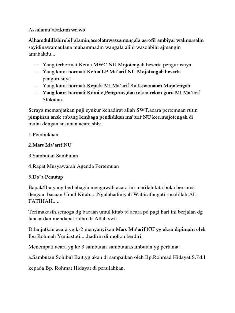 Teks Mc Rapat Jurnal Siswa