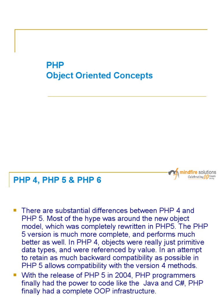 PHP Object Oriented Concepts | PDF | Class (Computer Programming ...