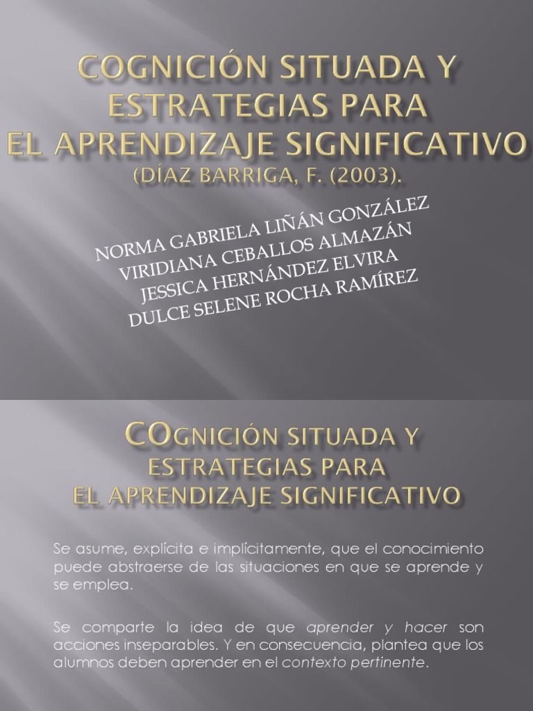 Cognición Situada y Estrategias de Aprendizaje Significativo | PDF ...