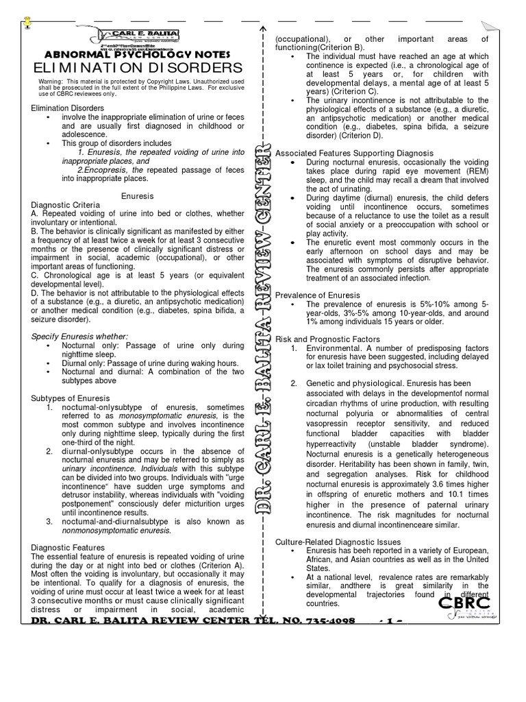 Enuresis Diagnosis and Treatment Overview PDF Constipation