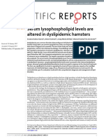 Serum Lysophospholipid Levels Are Altered in Dyslipidemic Hamsters
