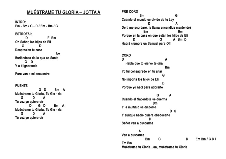 Muéstrame Tu Gloria - Jotta A | PDF