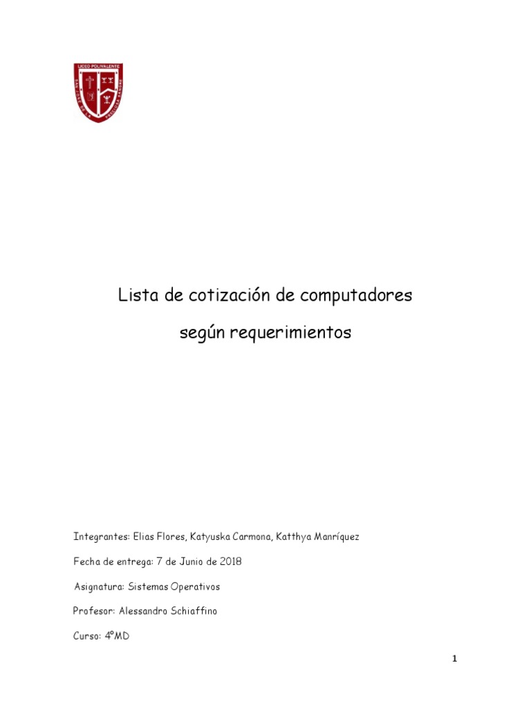 Cotización de Computadores por Caso | PDF | Hardware de la computadora ...