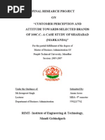 Final Research Project ON "Customer Perception and Attitude Towards Selected Brands of 100C.C.-A Case Study of Shahabad (Markanda) "