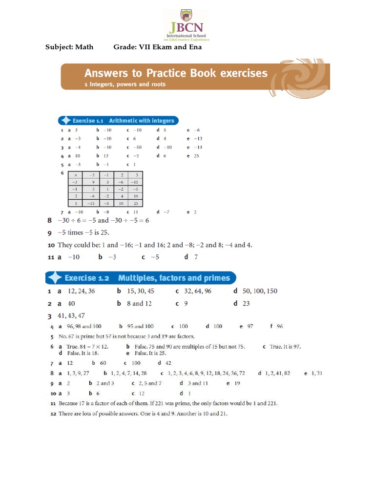 VII Math Ekam and Ena Overview | PDF