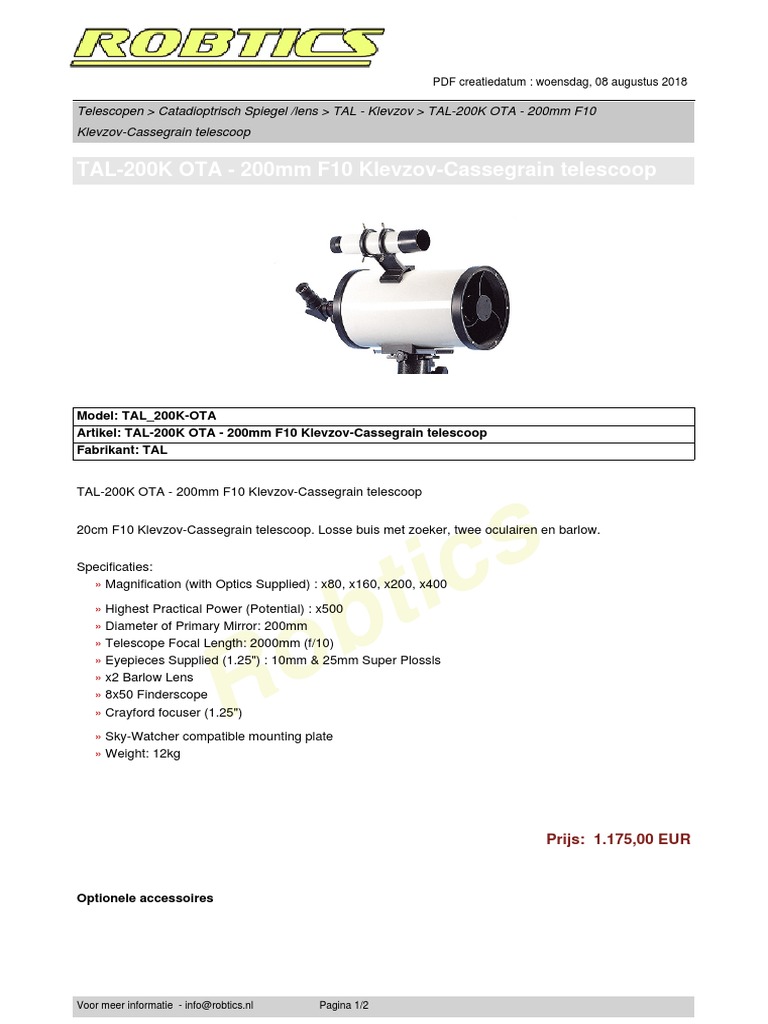 TAL Telescope Sale | PDF