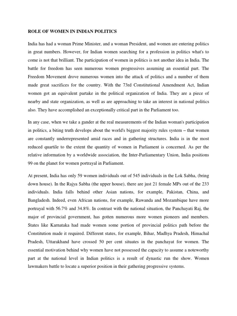 Women in Indian Politics Today | PDF | Politics Of India | Violence