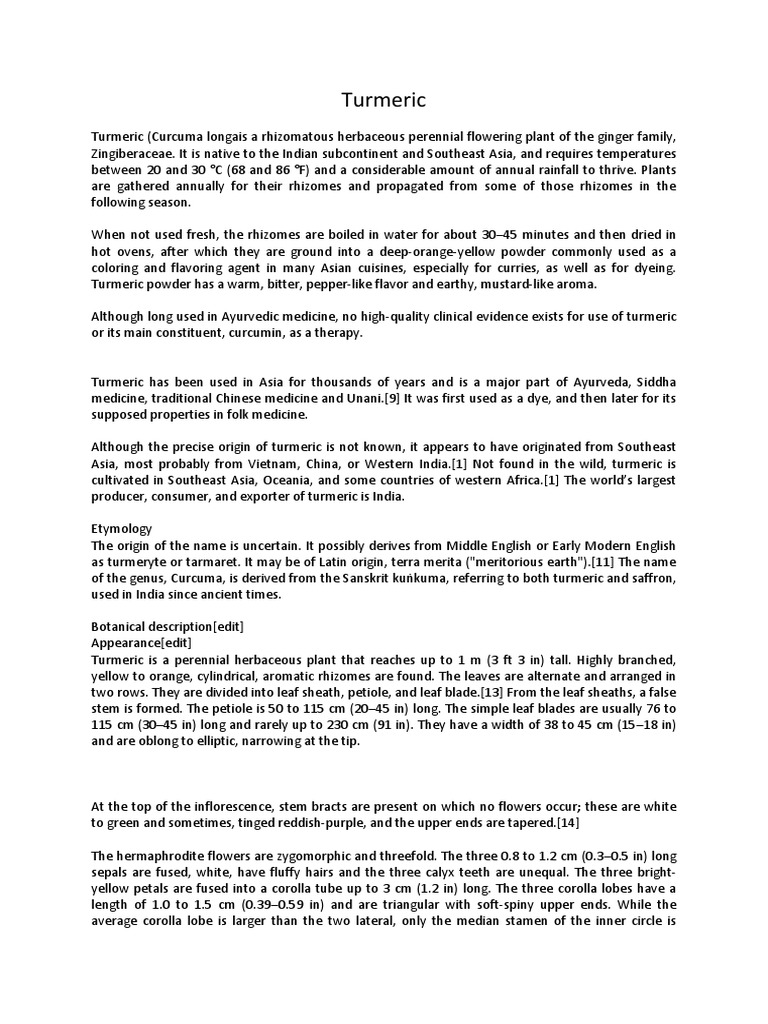 Turmeric PDF Turmeric Plant Morphology