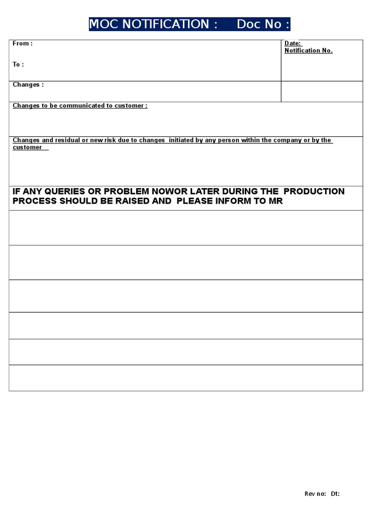 MOC Notification Template | PDF | Finance & Money Management