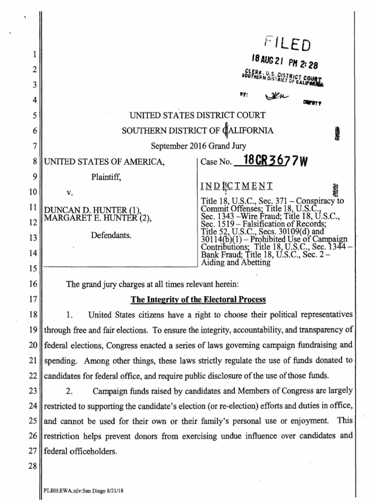 US v. Hunter Indictment | PDF | Transaction Account | Business