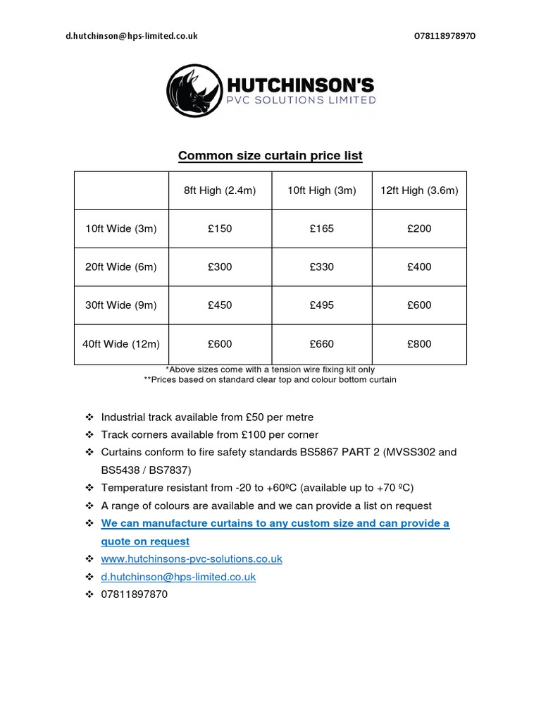 Curtain Price List | PDF