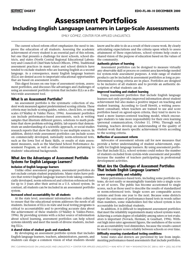 AssessmentPortfolios PDF | PDF | Educational Assessment | Teachers