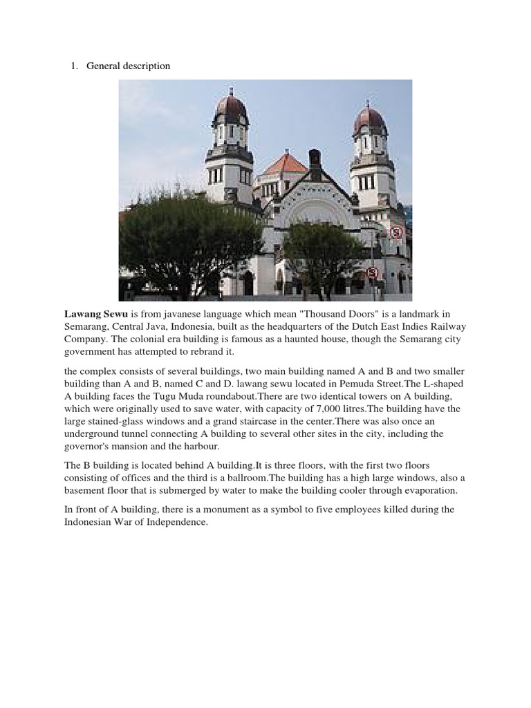 Lawang Sewu Description | PDF | Java | Architectural Styles