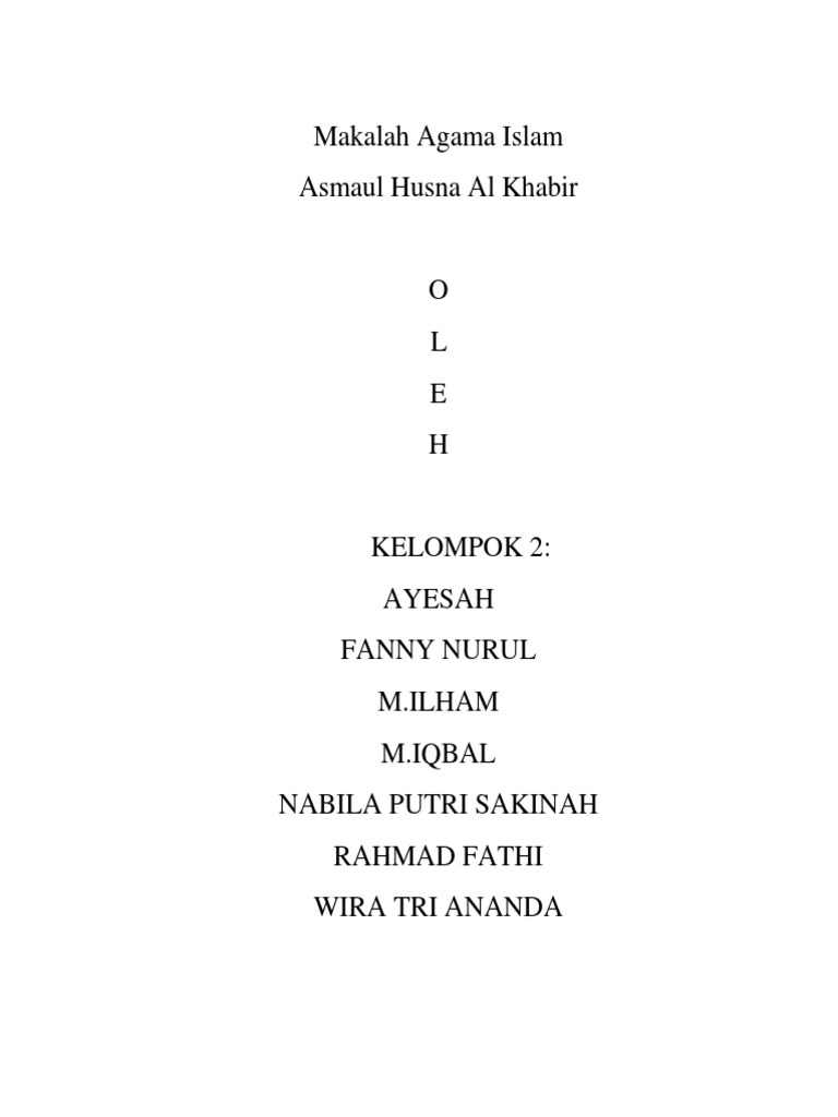 Kata Pengantar Makalah Agama Islam Tentang Asmaul Husna
