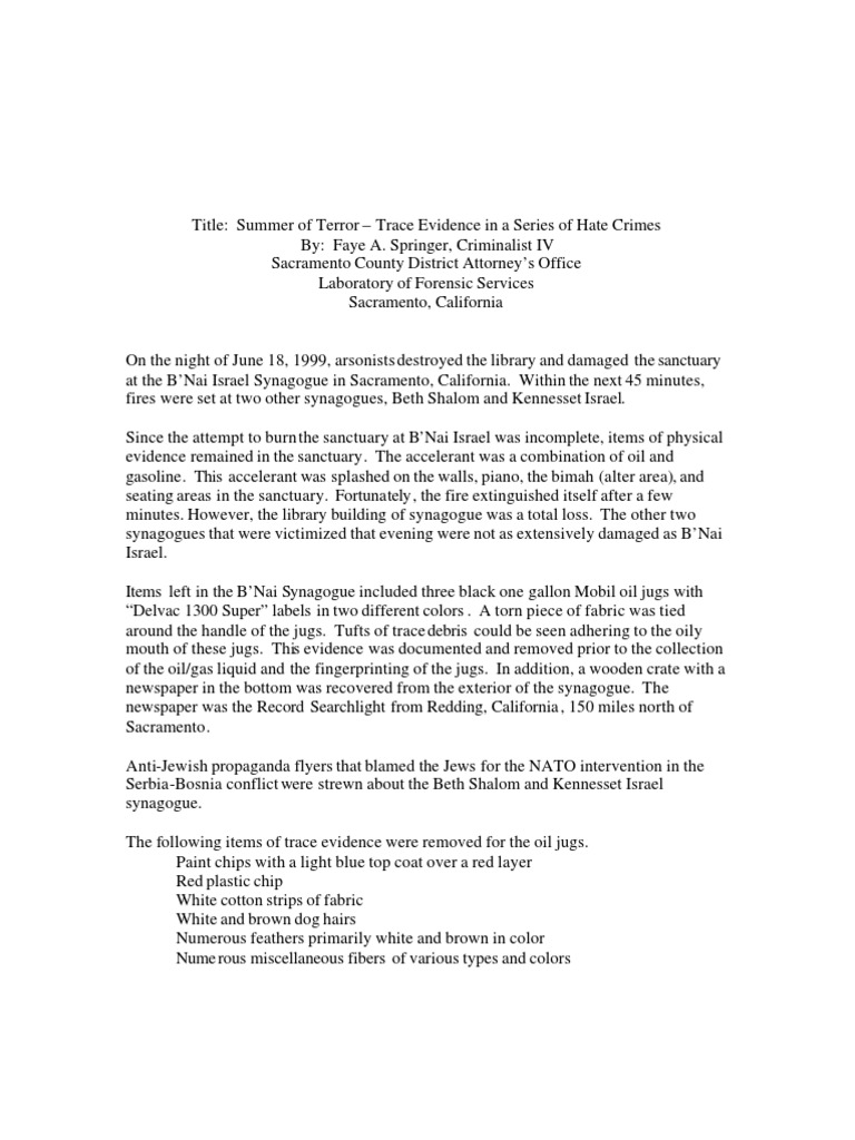 Trace Evidence | PDF