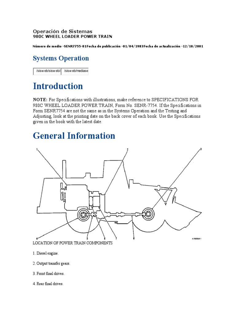 980C Wheel Loader Power Train Overview | PDF | Transmission (Mechanics ...
