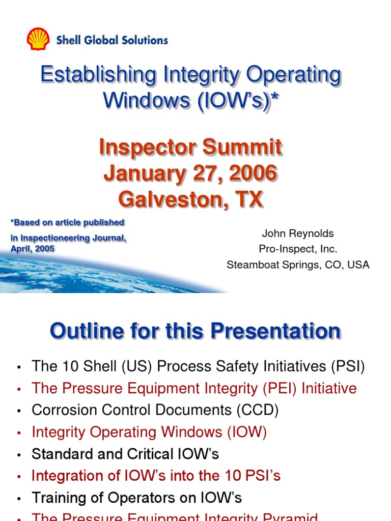 Establishing Integrity Operating Windows John Reynolds | PDF | Pipe