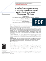 Managing Human Resources For Service Excellence and Cost Effectiveness at Singapore Airlines