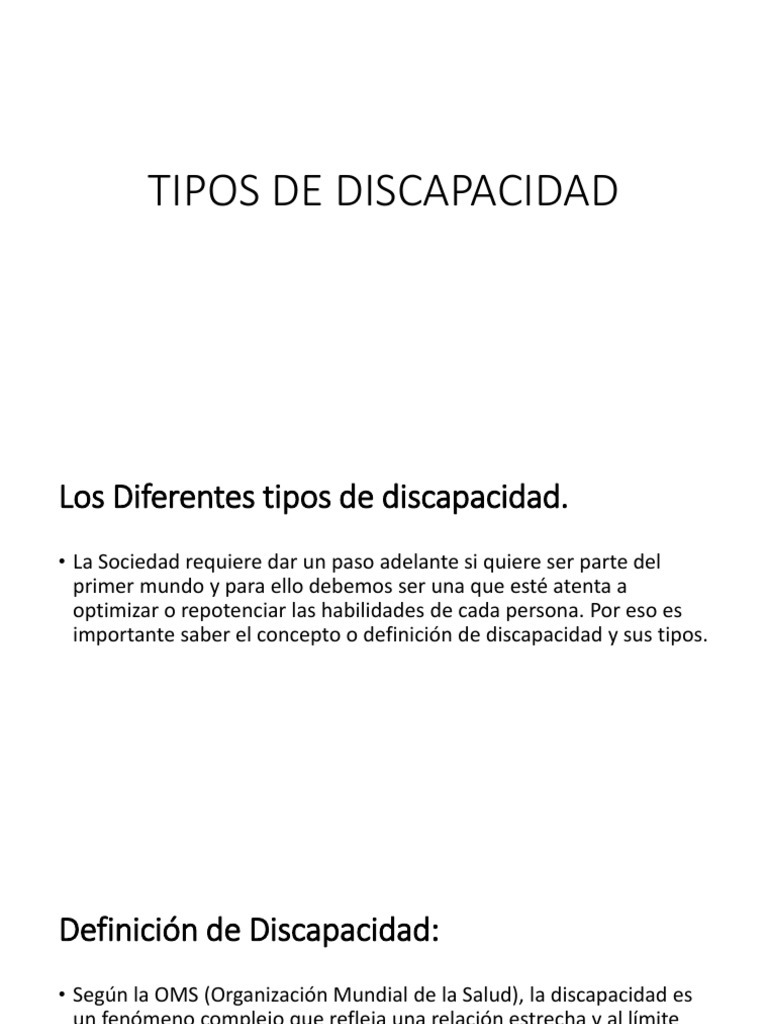Tipos de Discapacidad | PDF | Discapacidad intelectual | Invalidez