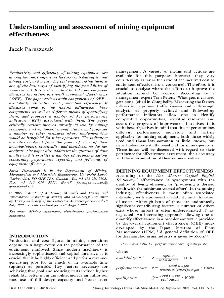 MINING EQUIPMENT RELIABILITY visual data 2