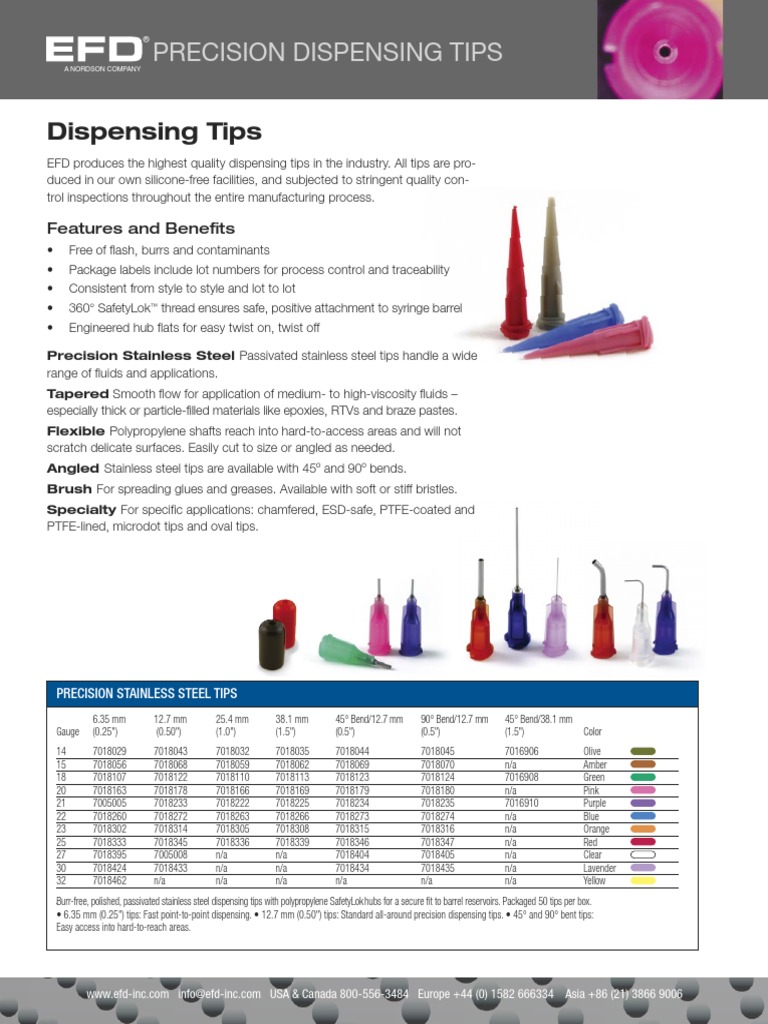 EFD Dispensing Tips PDF Adhesive Industrial Processes