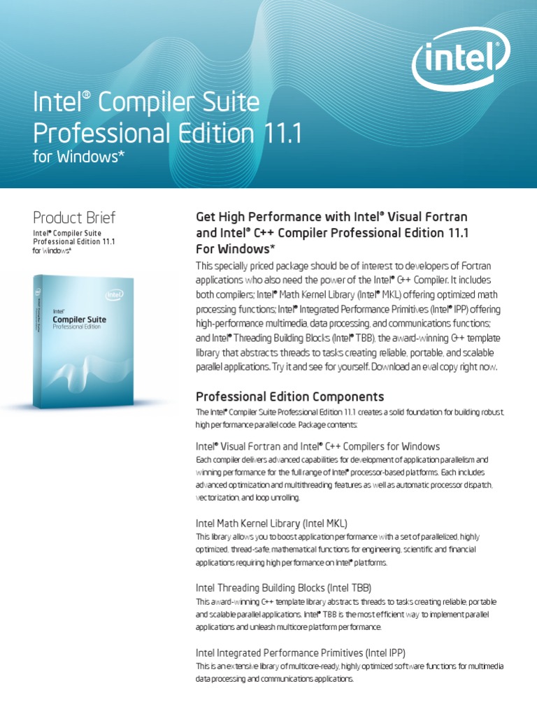 Intel® Compiler Suite Professional Edition 11.1: For Windows | PDF ...