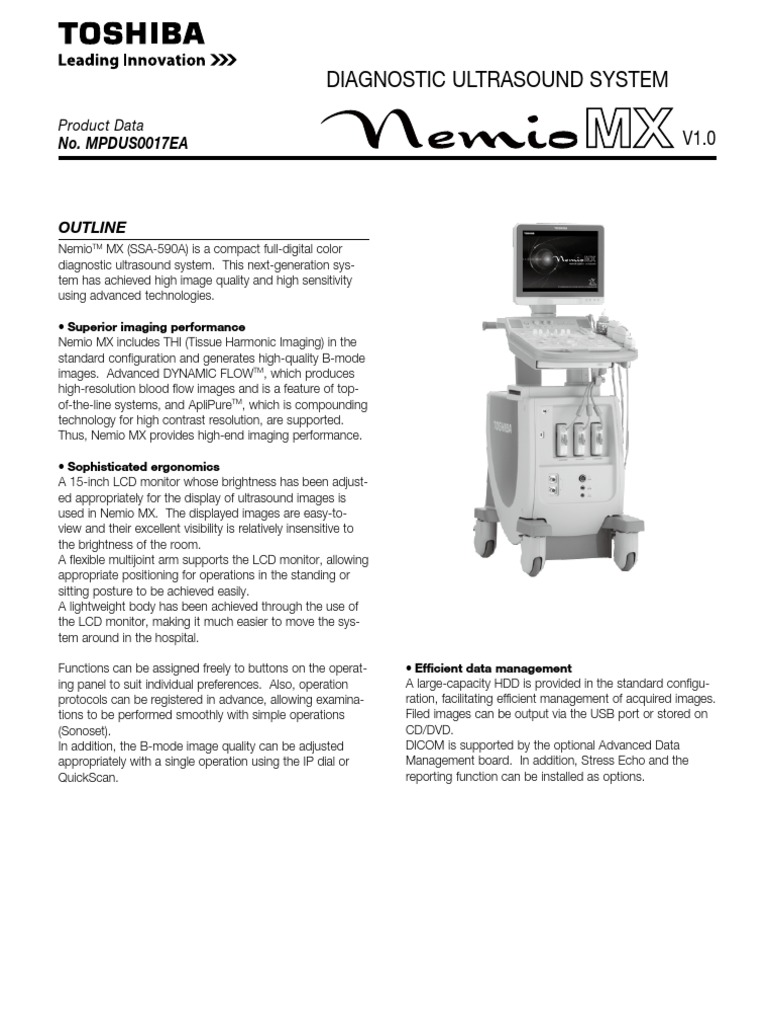 78411220-Nemio-MX-Product-Data.pdf | Medical Ultrasound | Computer Monitor