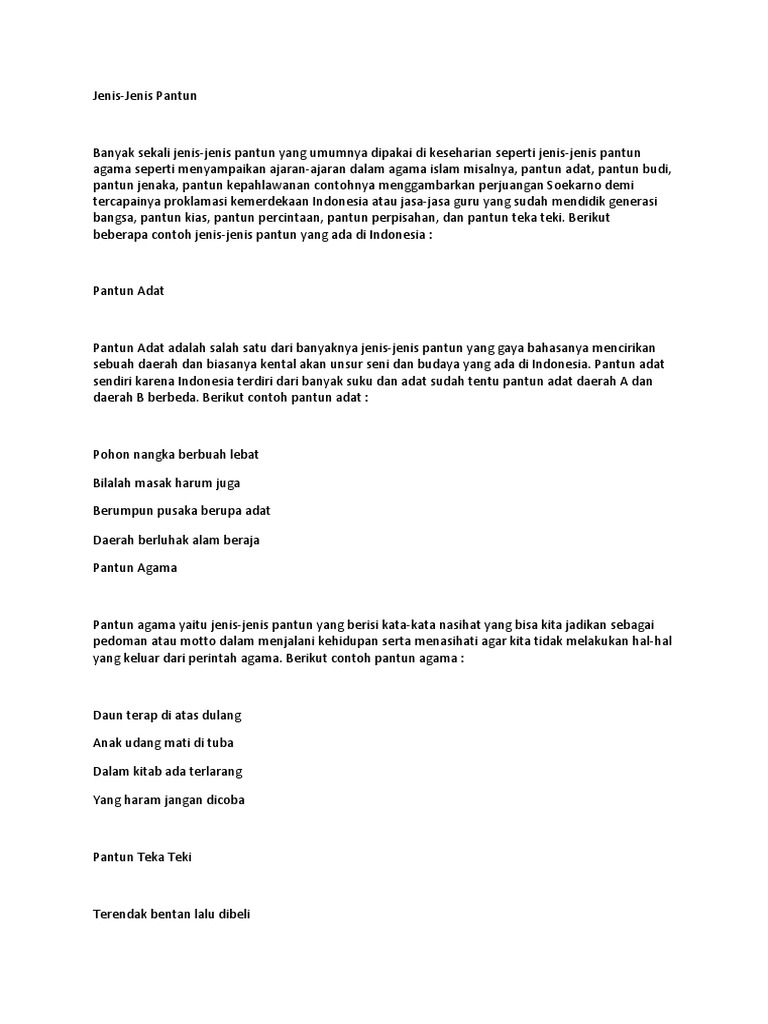 Jenis Jenis Pantun Docx