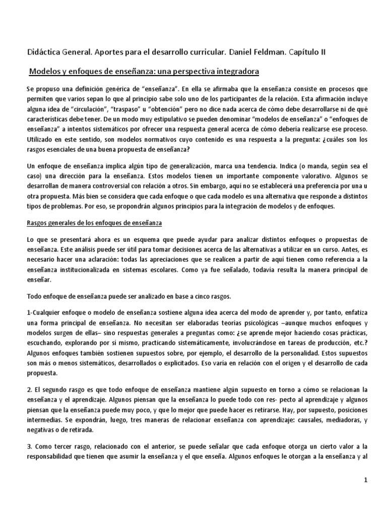 Modelos de Enseñanza según Feldman | PDF | Aprendizaje | Maestros