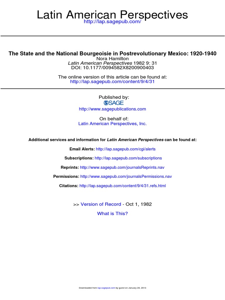 National Bourgeoisie in Postrevolutionary Mexico | PDF | Banks | Capitalism