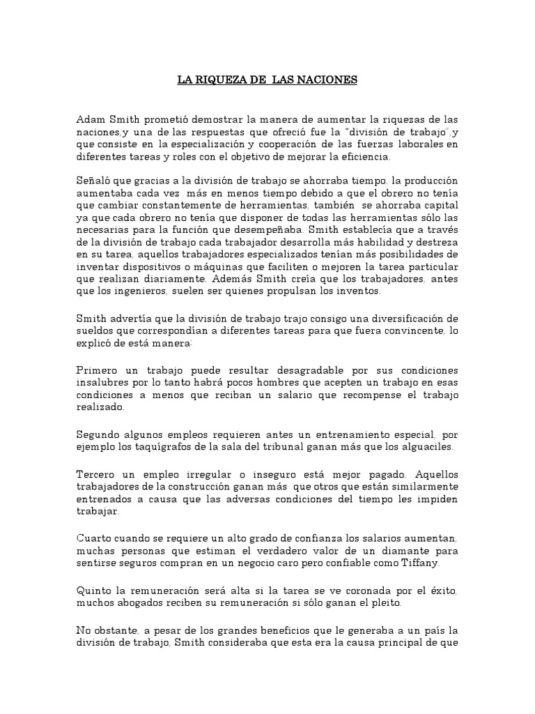 La Riqueza de Las Naciones | PDF | La riqueza de las naciones ...