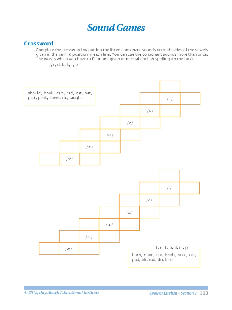 Sound Games: Crossword | PDF | Crossword | English Language