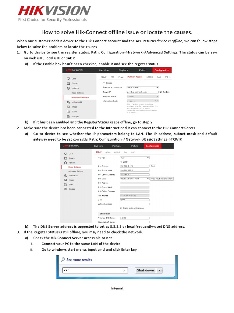 hik connect ip camera offline