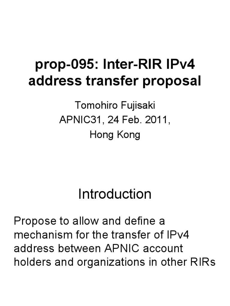 Inter-RIR IPv4 Transfer Proposal | PDF | Internet Architecture | Internet