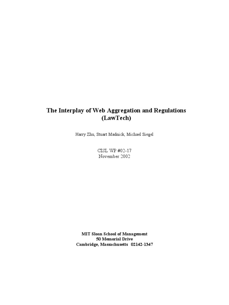 The Interplay of Web Aggregation and Regulations (LawTech) Harry | PDF ...