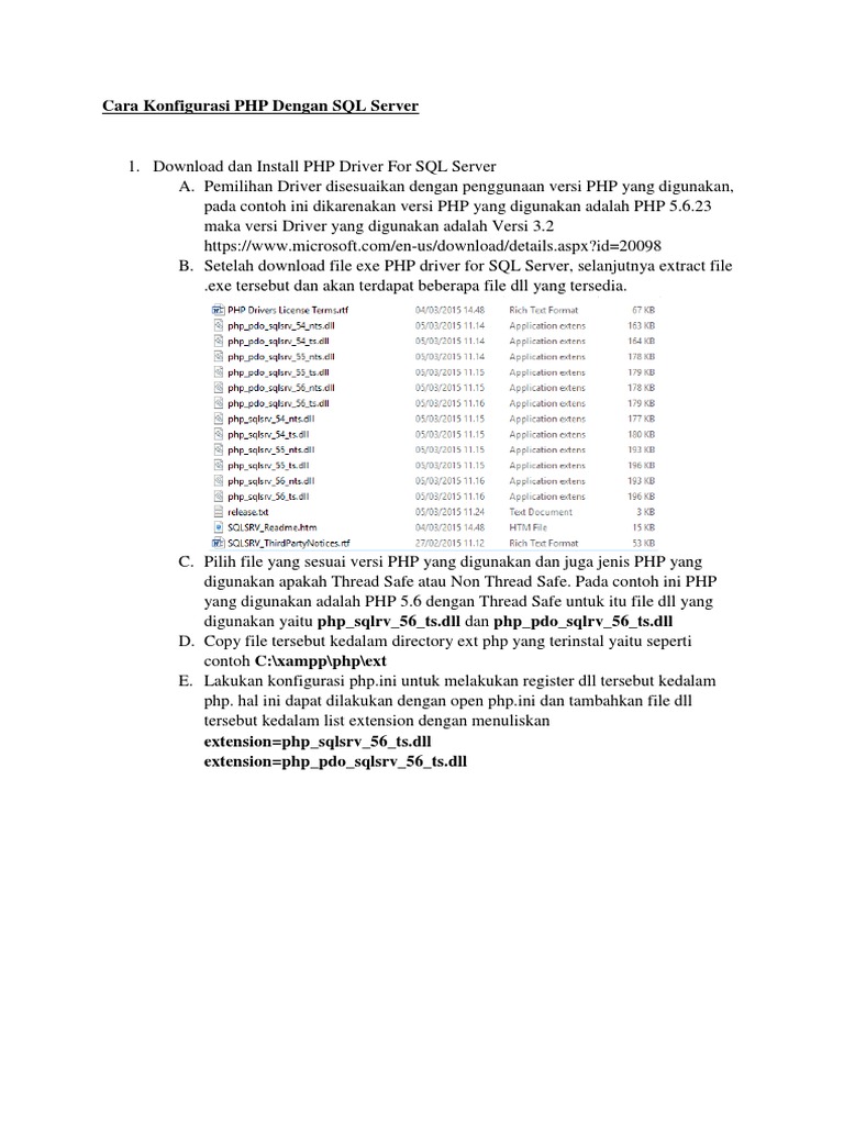 Panduan Instalasi PHP Driver SQL Server | PDF