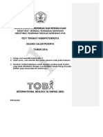 singkat dokumen tentang seleksi calon peserta olimpiade biologi tingkat kabupaten/kota tahun 2016