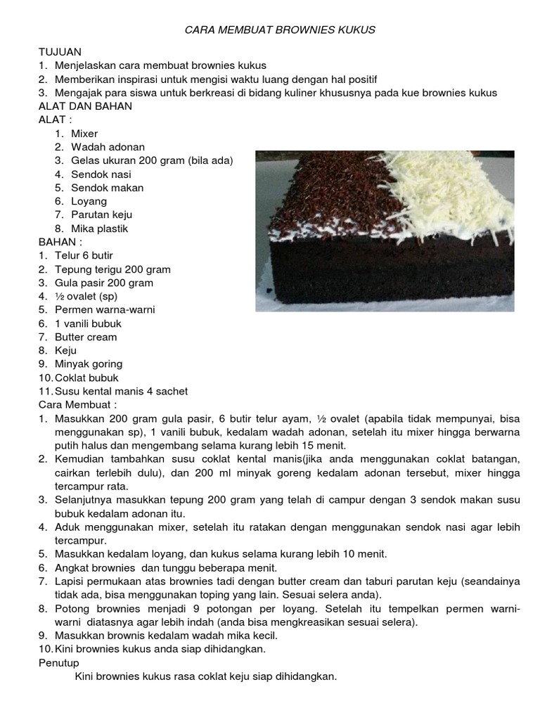 Cara Membuat Brownies Kukus | Pdf