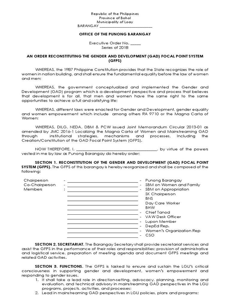Reconstitution of GAD Focal Point System | PDF | Gender And Development ...