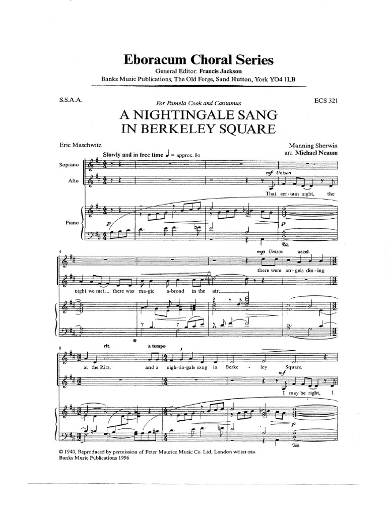 Nightingale Sang In Berkeley Square Leisure Entertainment General