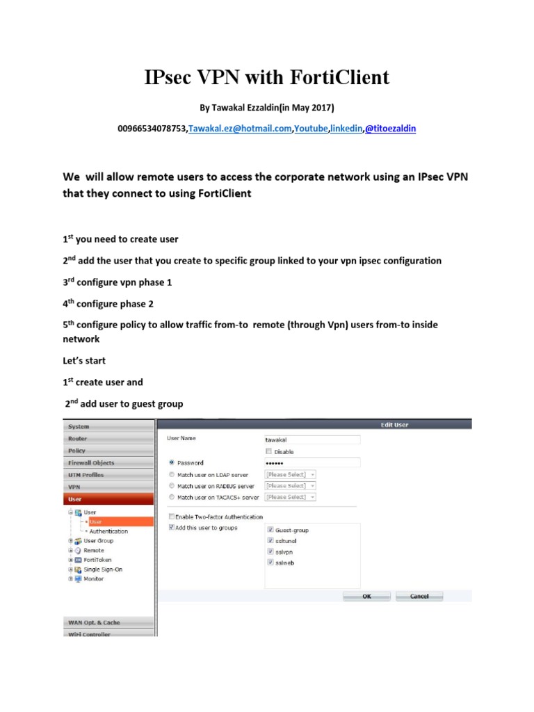 FortiClient IPsec VPN Setup Guide | PDF