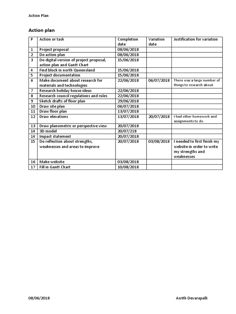 Project Action Plan and Timeline | PDF