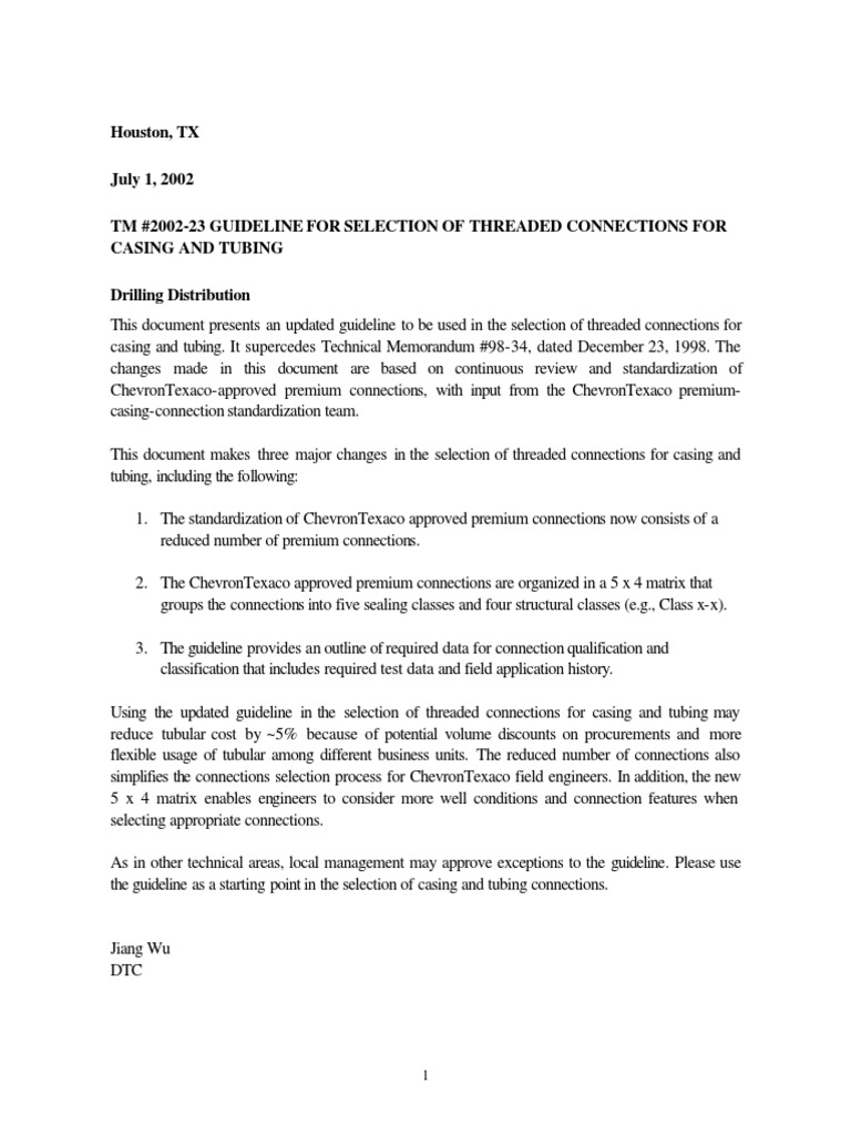 Casing Tubing Connection Selection | PDF | Casing (Borehole) | Pipe ...