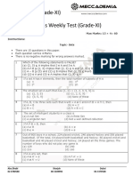 Grade XI Math Weekly Test on Sets (30 Minutes