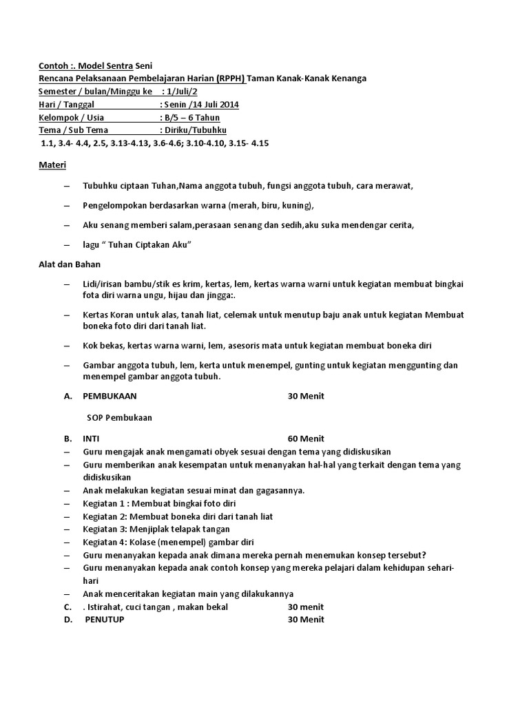 Contoh RPPH | PDF