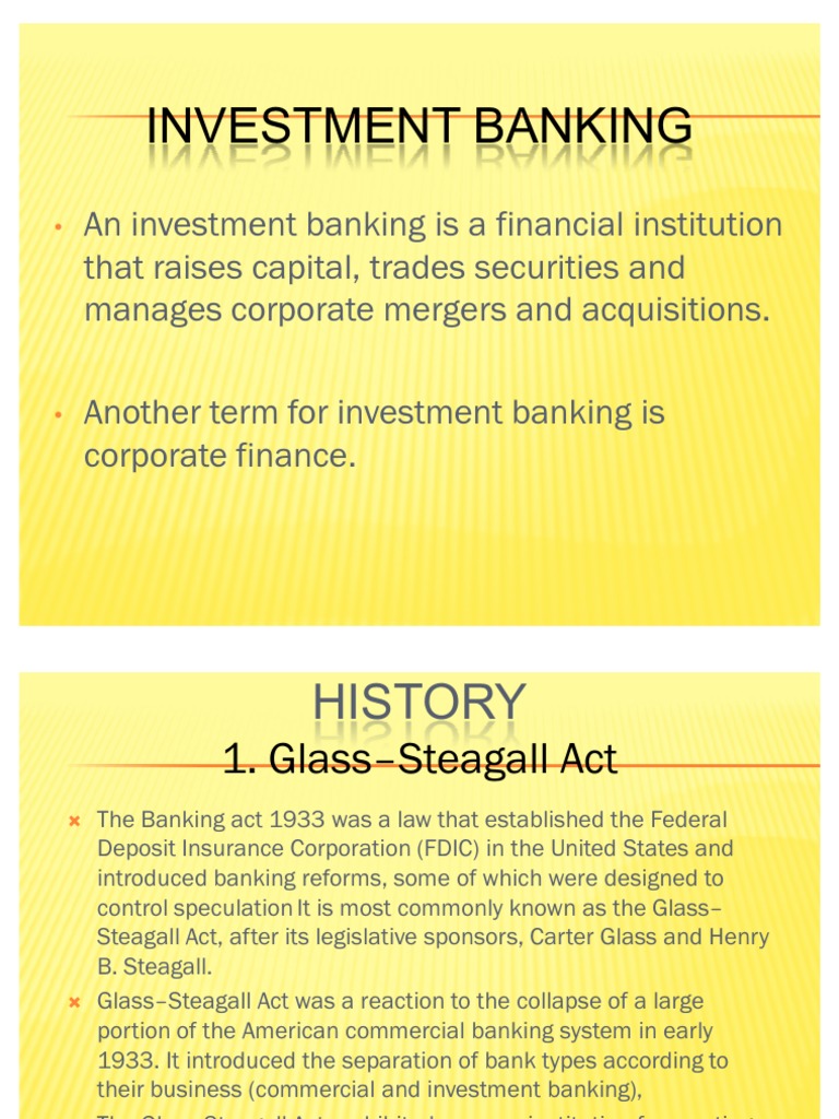 Investment Banks and Capital Trades | PDF | Gramm–Leach–Bliley Act ...