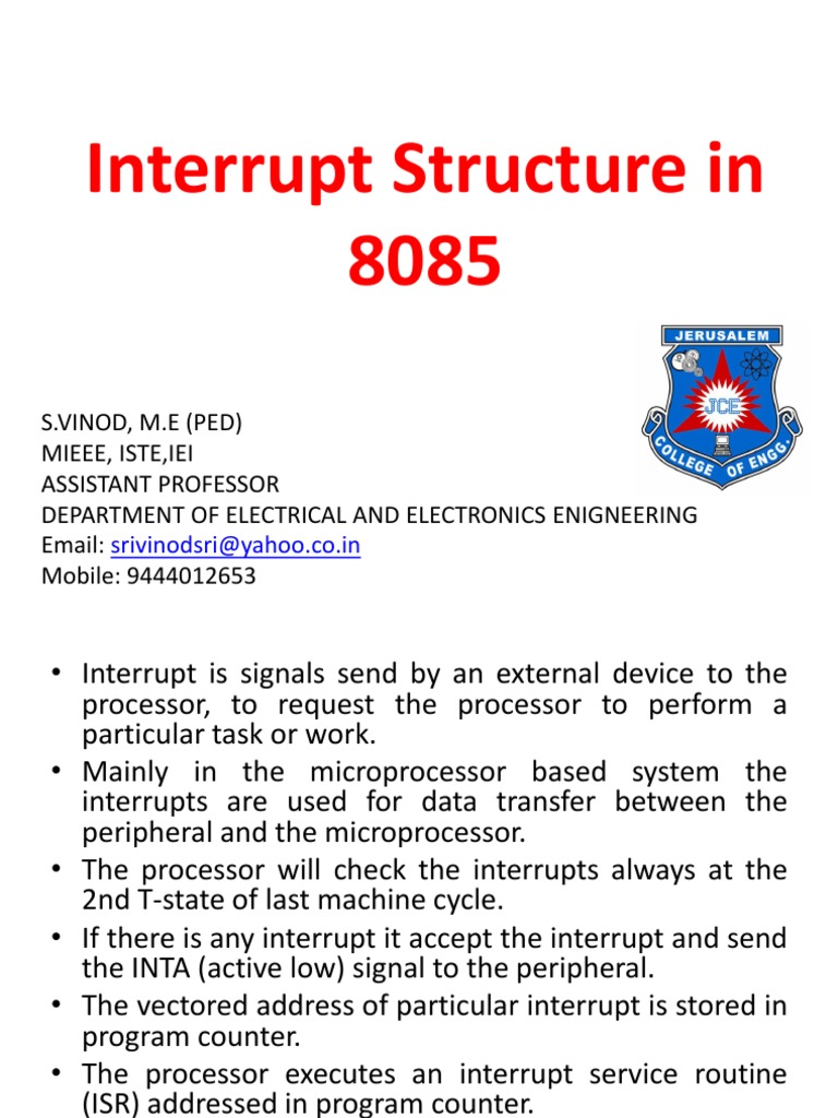 Interrupt Structure of 8085 Microprocessor | PDF | Central Processing ...