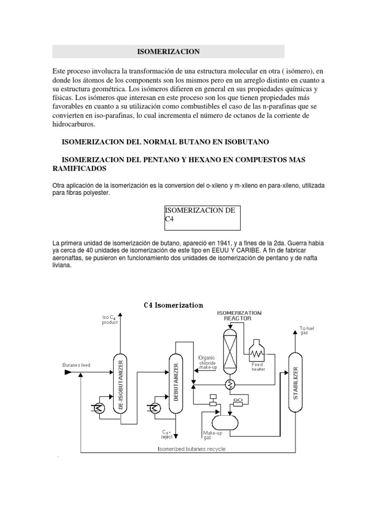 ISOMERIZACION | PDF | Isómero | Gasolina